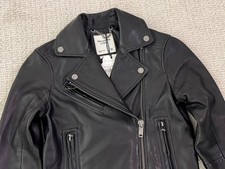 Giacca Motociclista Abercrombie & Fitch Vera Pelle Taglia XXS Nera Nuova con etichette $350
