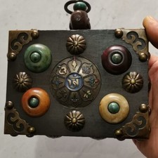 Ciondolo Ornamento Intarsiato Legno Vecchia Collezione Vecchi Oggetti Collezione