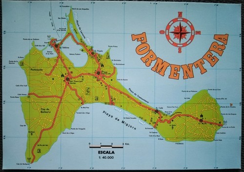 Cartolina mapa formentera - de,