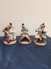 3X Statue Scultura In Ceramica Pagliaccio Clown P