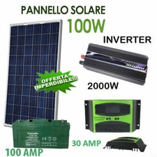 KIT FOTOVOLTAICO 1KW GIORNALIERO INVERTER 2000W PANNELLO ENERGIA SOLARE BATTERIA