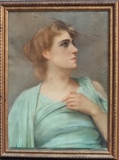 Edmondo (Edmundo) Pizzella (Napoli  1868-San Francisco 1941) Ritratto donna, pas