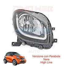 FARO PROIETTORE DX SMART FORTWO DAL 2014 LUCE DIURNA LED PARABOLA NERA HIGH LINE