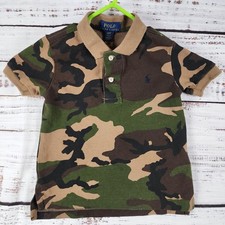 Polo Ralph Lauren ragazzo ragazzo 2T mimetica polo maglia cotone manica corta verde