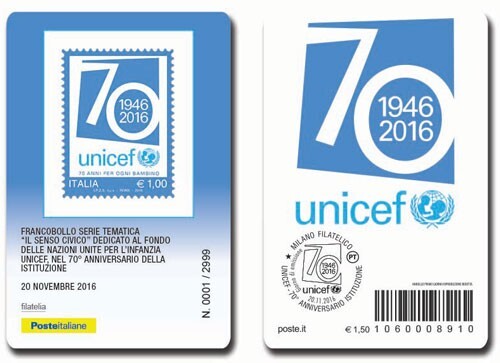 Tessera filatelica unicef - filatelica,