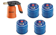 Saldatore Bruciatore Piezo A Gas + 4 Cartucce Cannello Con Fiamma Ossidrica BRIX