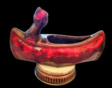 Vintage Pottery Souvenir Canoe