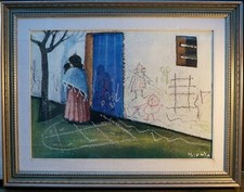 Mustapha YEHYA GRANDE DIPINTO CON CORNICE. OLIO SU TELA DONNA