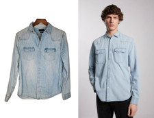 Camicia Zara stile western blu