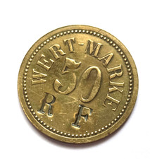 Messing Marke Wertmarke 50 RF