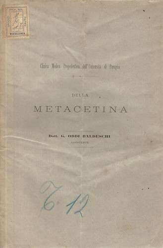 Della metacetina g oddi - ., g.