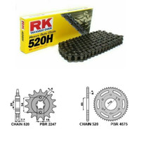 KTM DUKE 125 2014 AL 2022 KIT TRASMISSIONE RK 520 H CORONA 45 PIGNONE 14