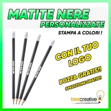 100 Matite NERE Legno Bianche Personalizzate con il tuo logo stampa a colori