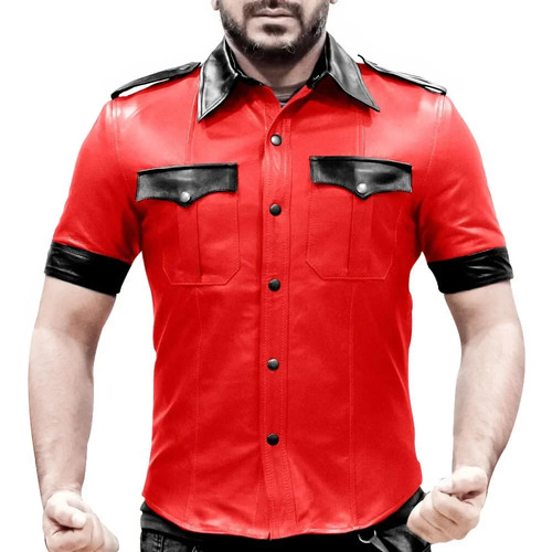 Camicia uomo rossa vera - , pelle