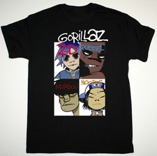 T-shirt vintage GORILLAZ BAND FACES cotone pesante nero S-5XL per tifosi BT509