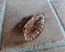  Pomolo Pomello In Vetro Sfaccettato E Metallo Rame Anni '50 Vintage