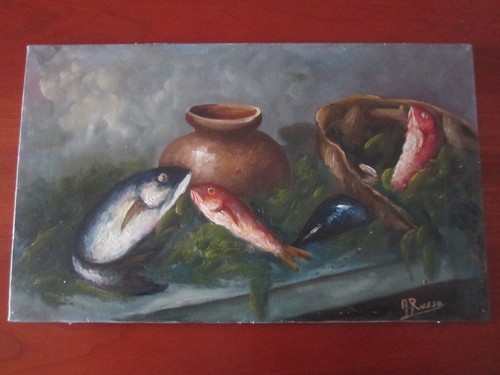 Dipinto olio tela firma - su,