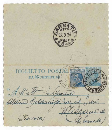 Intero biglietto postale - biglietto,