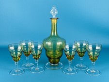 Servizio 6 Bicchieri e Bottiglia Vetro Modernariato Design Art Deco 1940