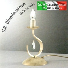 LUMETTO IN FERRO BATTUTO 1 LUCE AVORIO ORO LAMPADA DA COMODINO SHABBY CHIC Cloe