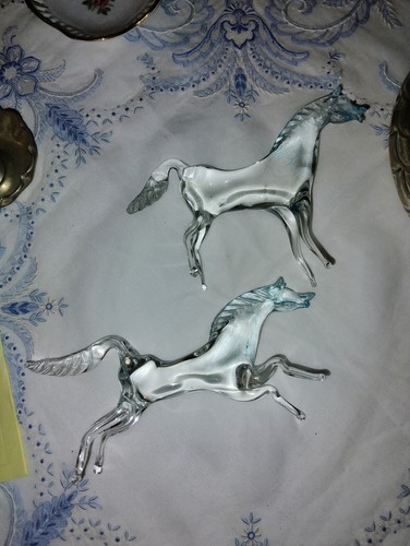 Coppia cavalli vetro - coppia, in