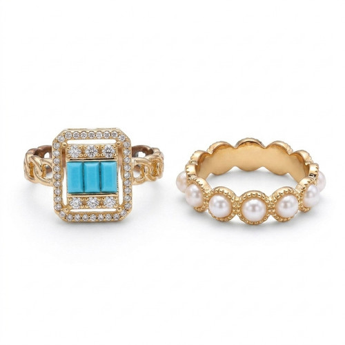 Anello cristallo turchese tono
