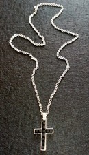 COLLANA UOMO SECTOR - ACCIAIO - CROCE CON CRISTALLI - MOLTO ELEGANTE !!!!!!!!!!!