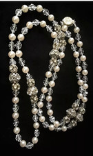 COLLANA MIRIAM HASKELL A. 50 PERLE DI VETRO E CRISTALLI LUNGA E BELLISSIMA