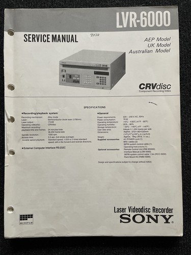Sony lvr 6000 registratore - lvr-6000,