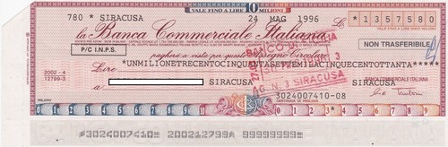 Siracusa assegno della - della, banca