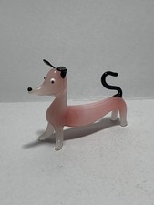 Piccolo Cane In Vetro Di Murano Rosa E Nero 