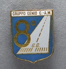 Distintivo smaltato Aeronautica militare 8° gruppo genio campale Firmato Johnson