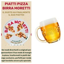 Set 4 Piatti Pizza Birra Moretti E 4 Boccali  Bicchieri Birra Moretti Nuovi