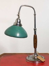 Lampada ministeriale antica regolabile, verde, cromata, anni 40