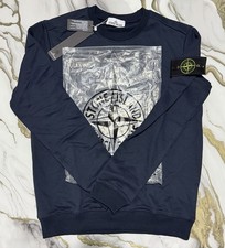 Stone Island Felpa Girocollo Uomo Blu Navy Nuovo con Etichette Taglie M / L
