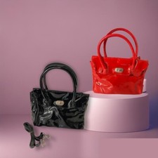 Borsa delle star Borsetta similpelle lucida Nera, Rossa lucida effetto vernice