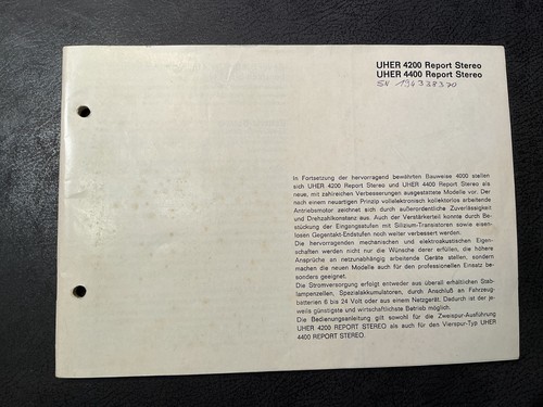 Descrizione uher report stereo - descrizione,