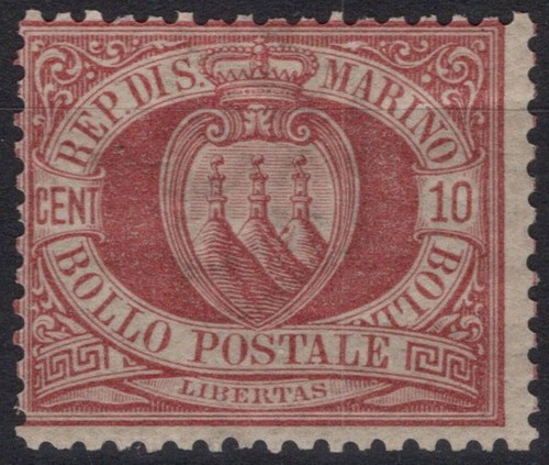 San marino 1894 stemma 10 - marino, 1894-99