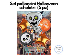 5 pezzi - SET PALLONCINI HALLOWEEN SCHELETRO, decorazione Halloween