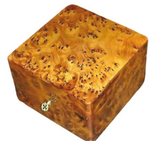 Scatola in legno 130 mm portagioie in legno Thuya Burl, bloccabile fatta a mano new2024