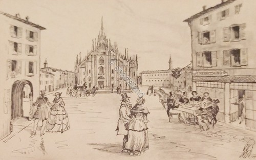 Cartolina milano piazza - cartolina,