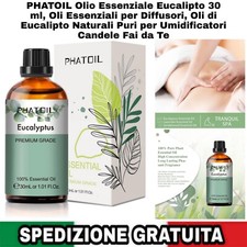 Olio Essenziale Eucalipto 30 ml, Oli Essenziali per Diffusori, x Umidificatori 