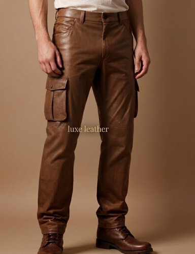 Pantalone uomo pelle - , marrone