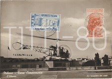 60 LIRE FIERA MILANO + 25 LIRE LEONARDO SU CARTOLINA ELIPORTO - ELICOTTERO