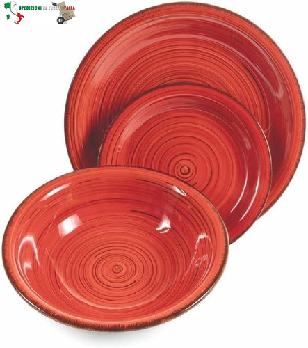 Servizio piatti rosso pezzi - 12,