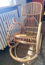 Sedia a dondolo vintage in Vimini Anni 70