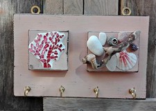 CASA COMPOSIZIONE a MOSAICO su QUADRETTO LEGNO PORTACHIAVI 32x20 BELLO AFFARE!