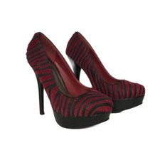 Scarpe da donna usate con tacco 13 alto 37 decollette rosso nero zebrato plateau