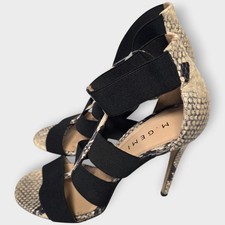 Sandali M. Gemi neri pelle di serpente cinturino tacco alto pelle donna taglia 38,5 