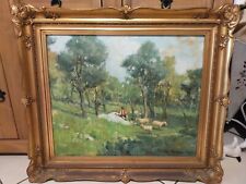 MARIO MARESCA SERRA AUTENTICO 100% DIPINTO A OLIO PAESAGGIO CAMPESTRE CON GREGGE